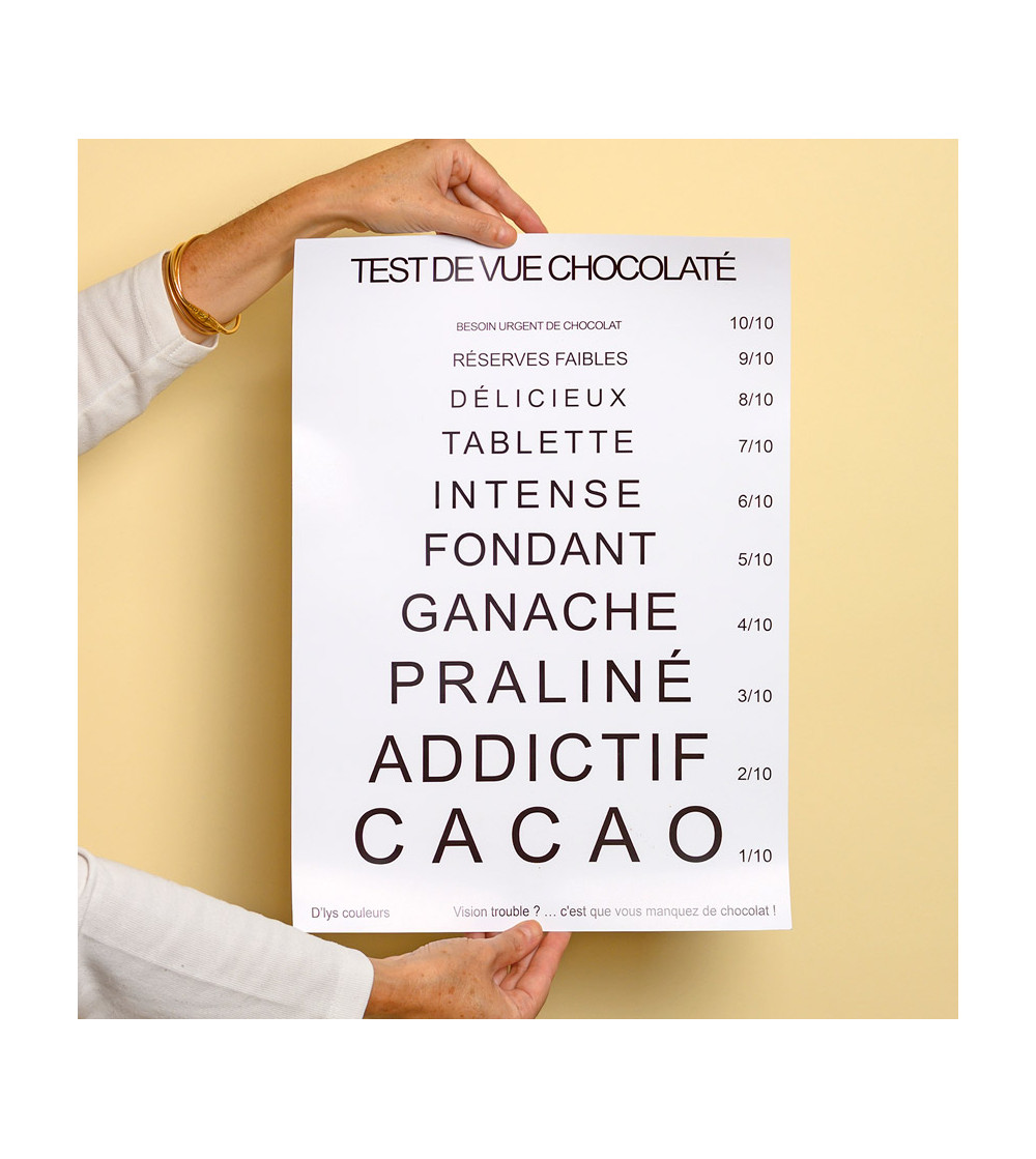 affiche test de vue chocolat