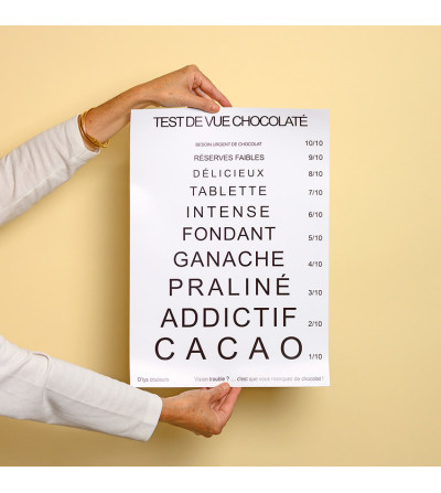 affiche test de vue chocolat